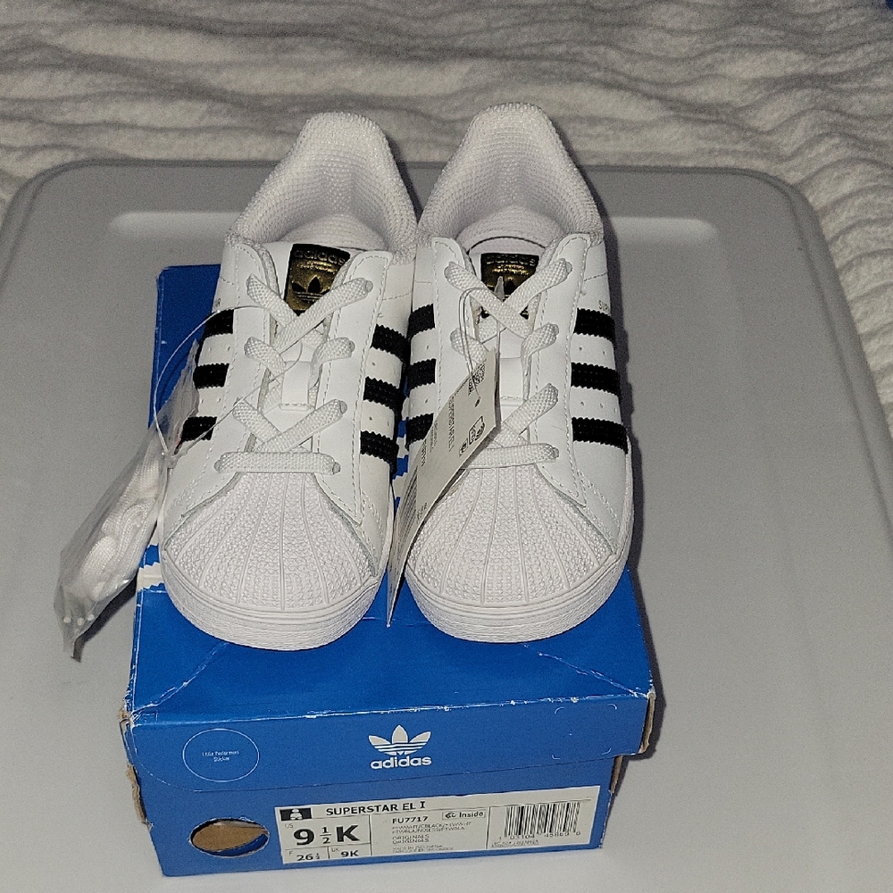 Adidas Kids Superstar White and Black Shoes
